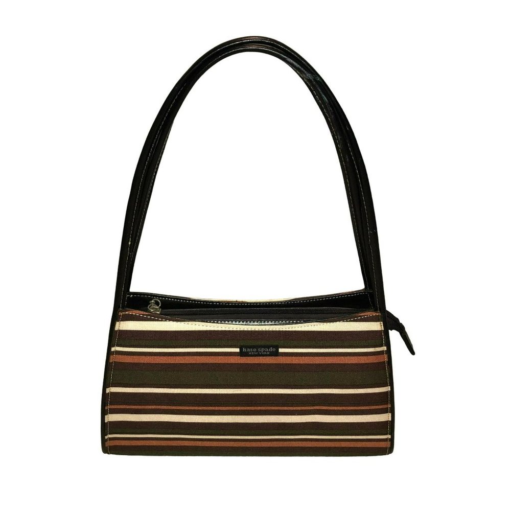 VINTAGE KATE SPADE PURSE SATCHEL SMALL SHOULDER BAG BROWN GREEN TAN 12" X 7.5"